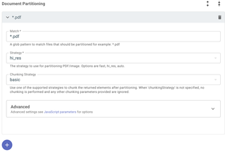 A screenshot of the partitioning configuration for Unstructured.