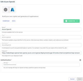 A screenshot of the service configuration page for Azure OpenAI.