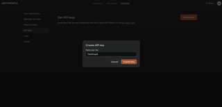 A screenshot of Anthropic Create an API token page
