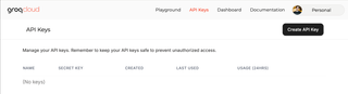 A screenshot of Groq Create an API token page