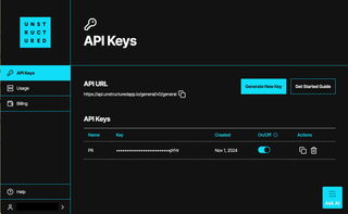 A screenshot of Unstructured Create an API token page