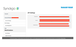 A screenshot of the Syndigo My Account API Settings page.