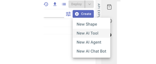 A screenshot of the AI Tool create button form.