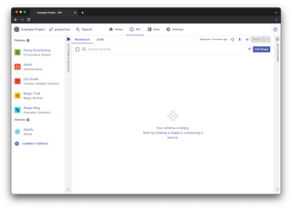 A screenshot of the API Workbench with the Patterns & Services panel open.