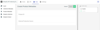 A screenshot of a Product Metadata shape in the admin UI