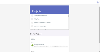 A screenshot of the screen where you select your project