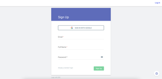App signup page.