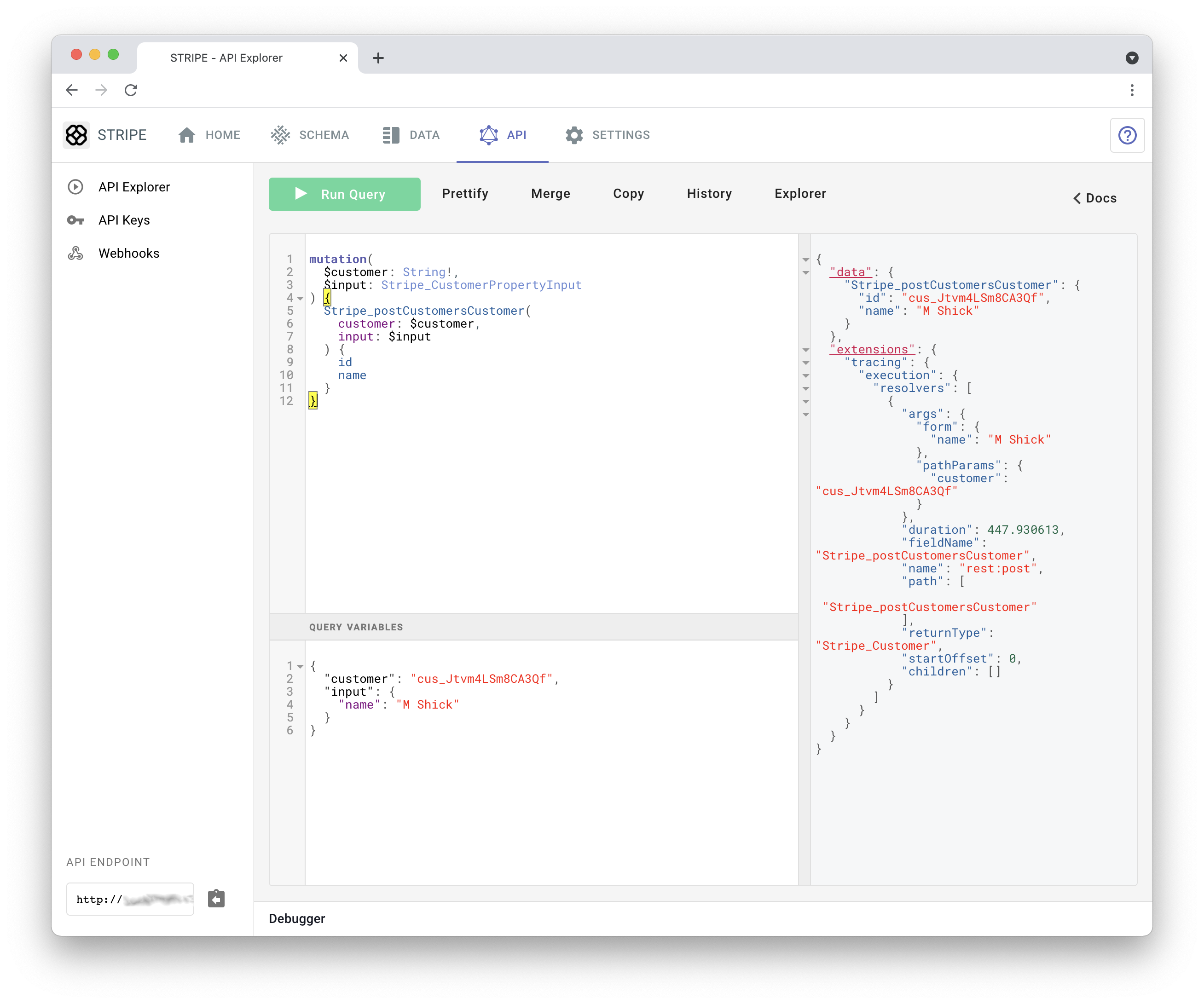 Running a Stripe mutation
